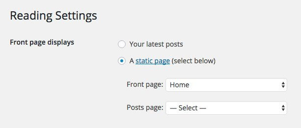 Create a Home Page and Set Reading Settings